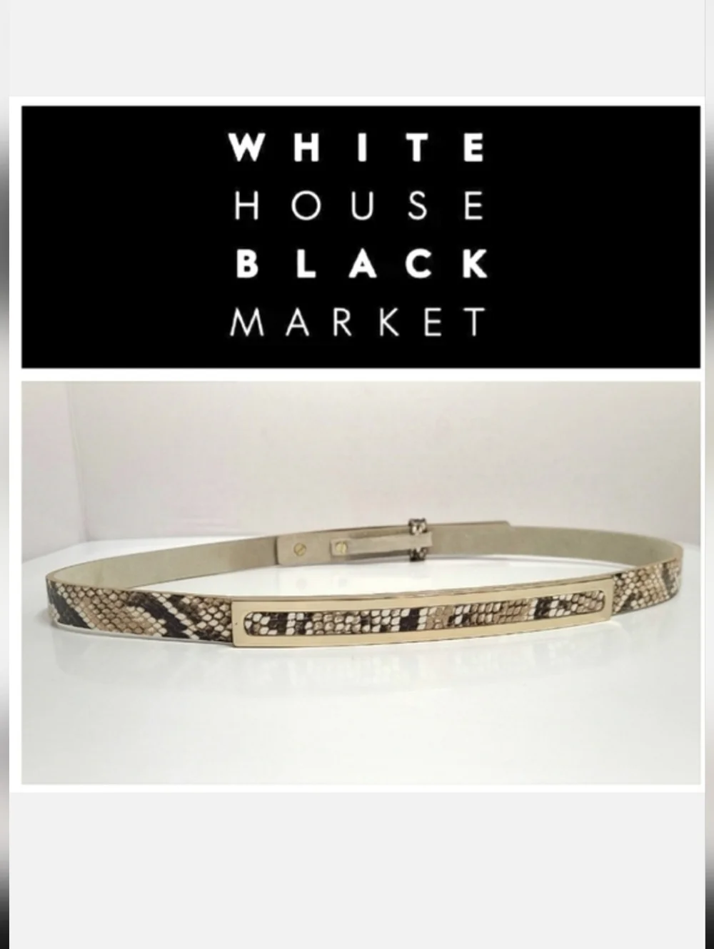 WHBM Genuine Leather Skinny Belt Sz M Snakeskin Embossed